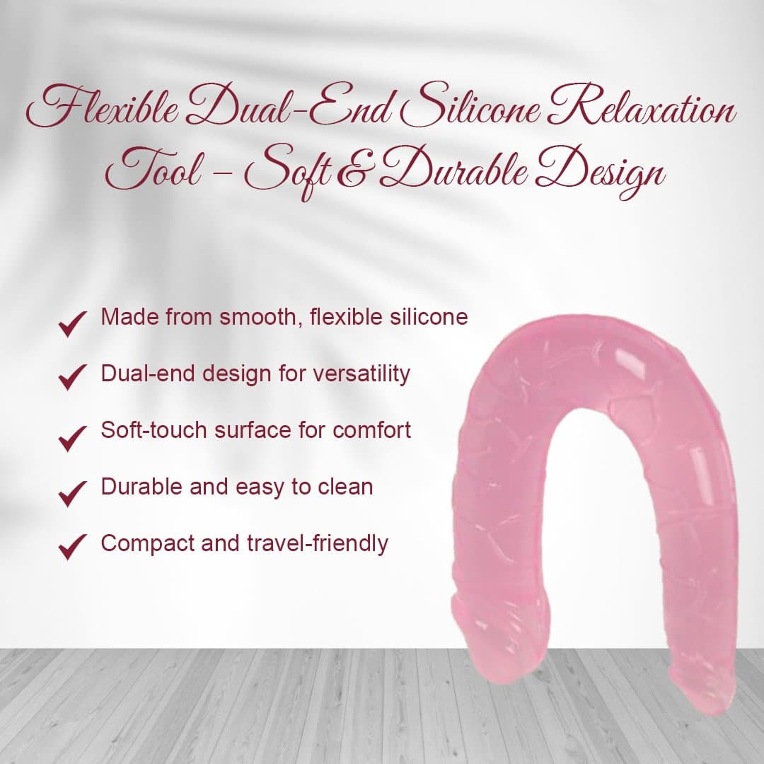 Realistic Double Ended Jelly Lesbian Dildo Pink Color thumbnail 2