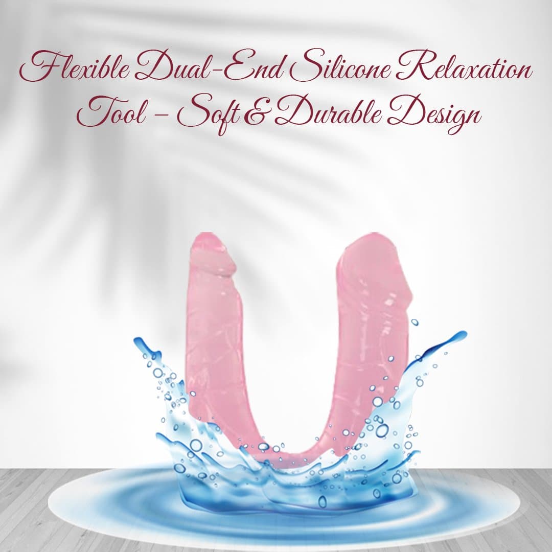 Realistic Double Ended Jelly Lesbian Dildo Pink Color thumbnail 6